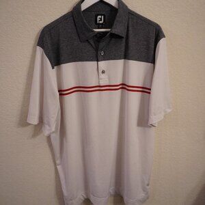 FOOTJOY FJ Men’s Golf Polo Shirt L WHITE/GREY/RED Short Sleeve